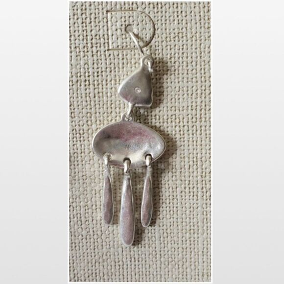 New Bella Uno Earrings Womens Silver Dangle Three Tier Drop Triangle Jewelry NWT - Picture 10 of 16